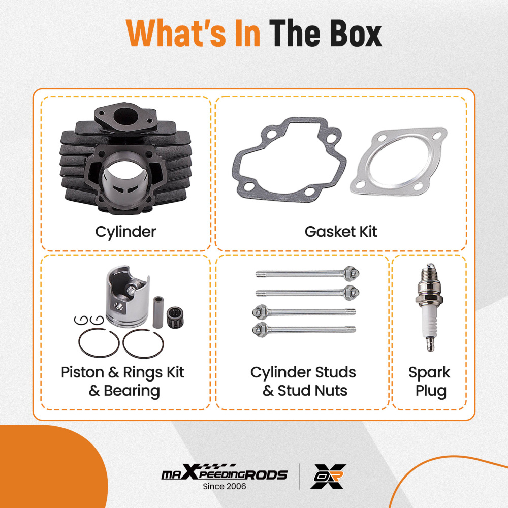 44mm Head Big Bore Cylinder Rebuild Kit compatible for YAMAHA PW50 PY50 PW60 QT60 PEEWEE