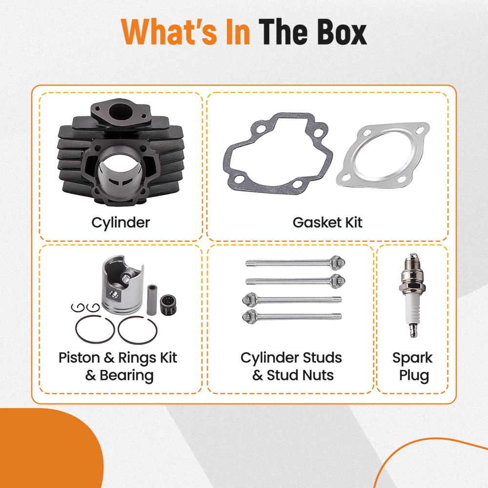 60cc Cylinder Piston Gasket Head Top End Kit compatible pour Yamaha PW50 1981-09 QT50 79-87