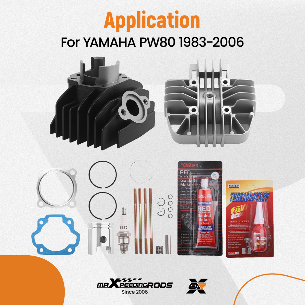Cylinder Gasket Piston Top End Rebuild Kit compatible for Yamaha PW80 83-2006 80cc