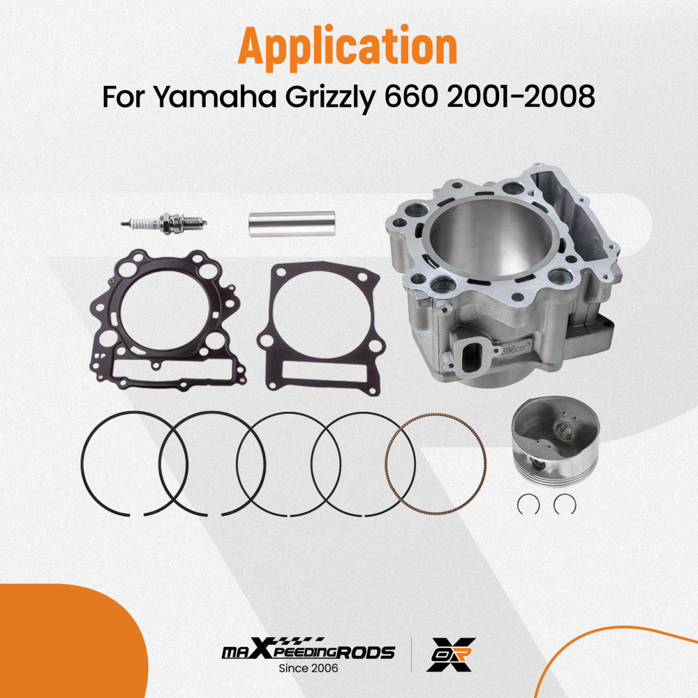 Compatible for Yamaha Grizzly 660R Cylinder Piston Gasket Top End Rebuild Kit 686 Big bore