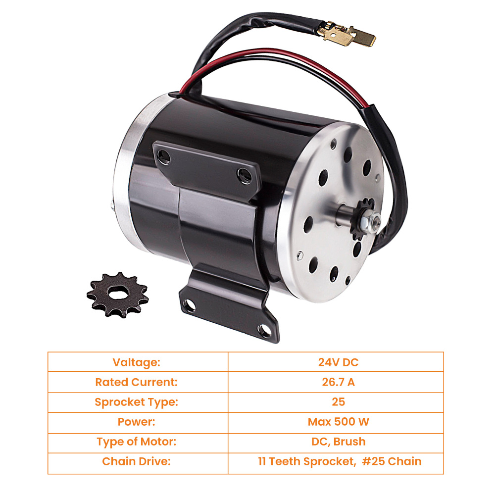 Motore Elettrico 24V DC 500W Motor Per Scooter E Bike Go Kart E-Motorino Nuovo