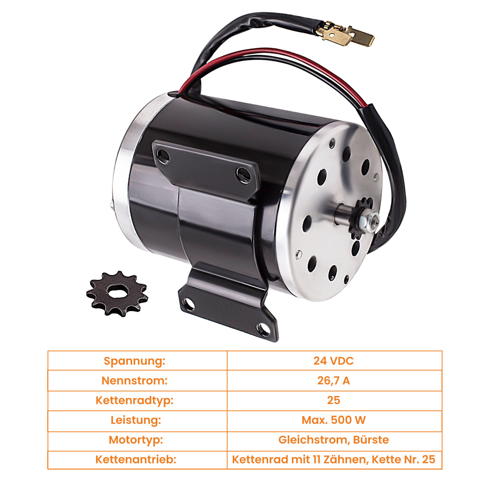 Motore Elettrico 24V DC 500W Motor Per Scooter E Bike Go Kart E-Motorino Nuovo