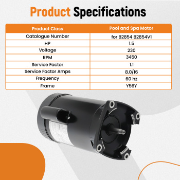 1.5HP Square Flange Pool Motor fit For B2854 B2854V1 compatible for Challenger Pool Pump Motor