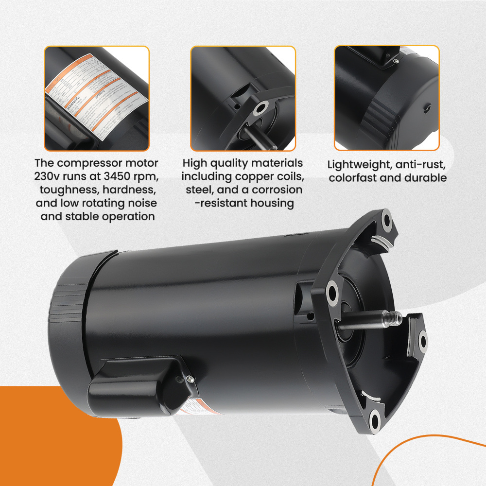 2 HP 3450 RPM Frame 230V 10A Single-Speed Square Flange Pool Motor for B2855