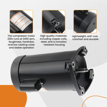 2 HP 3450 RPM Frame 230V 10A Single-Speed Square Flange Pool Motor for B2855