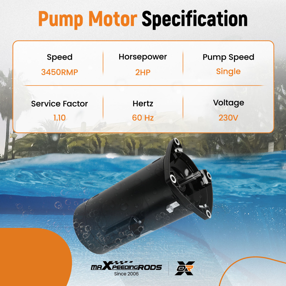 Swimming Pool Motor Kit 2HP 230V Pool Pump Motor USQ1202 Standard Pool Pump