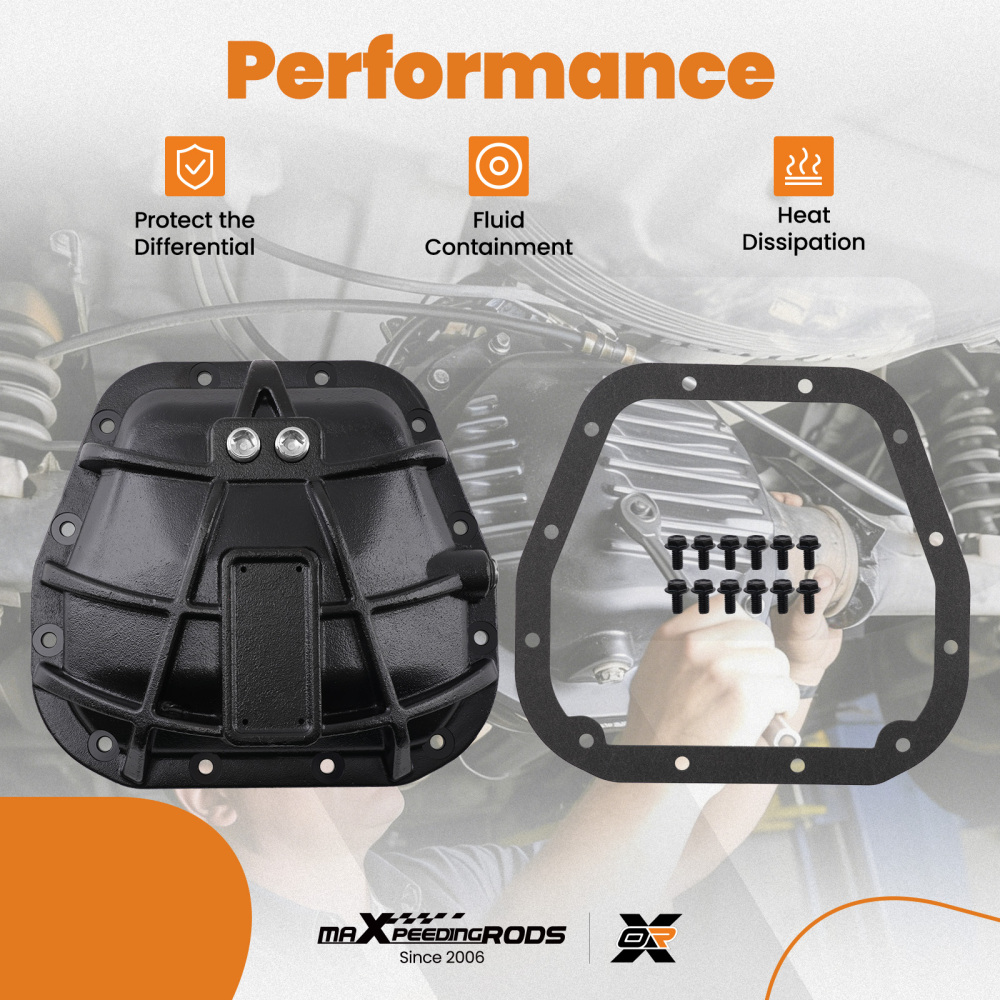 Black Differential Cover compatible for Ford Expedition 1997-2001 BL3Z4033A Rear Steel