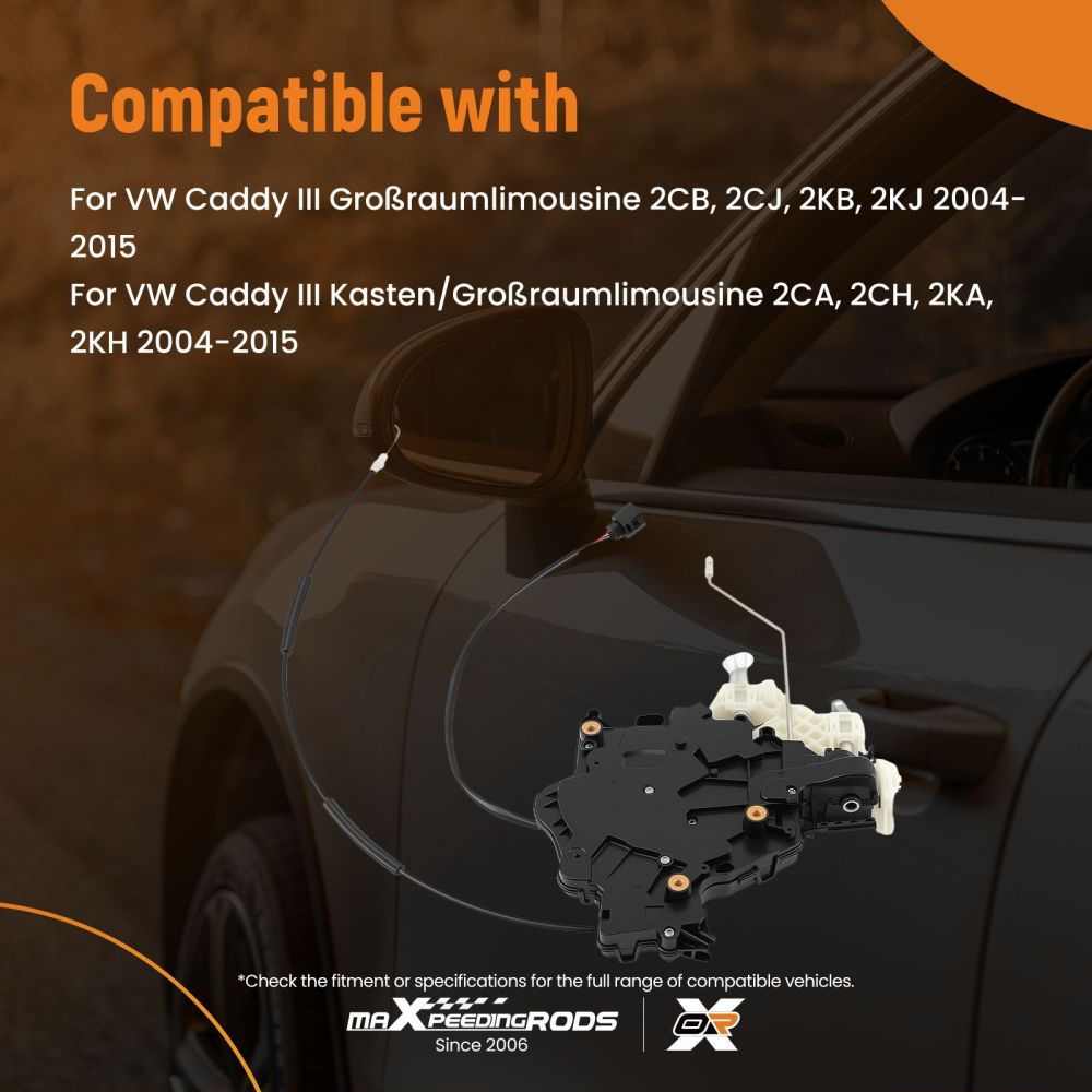 Door Lock Actuator Kit compatible for VW Caddy III 2004-2015 2K0843653BE Rear Left