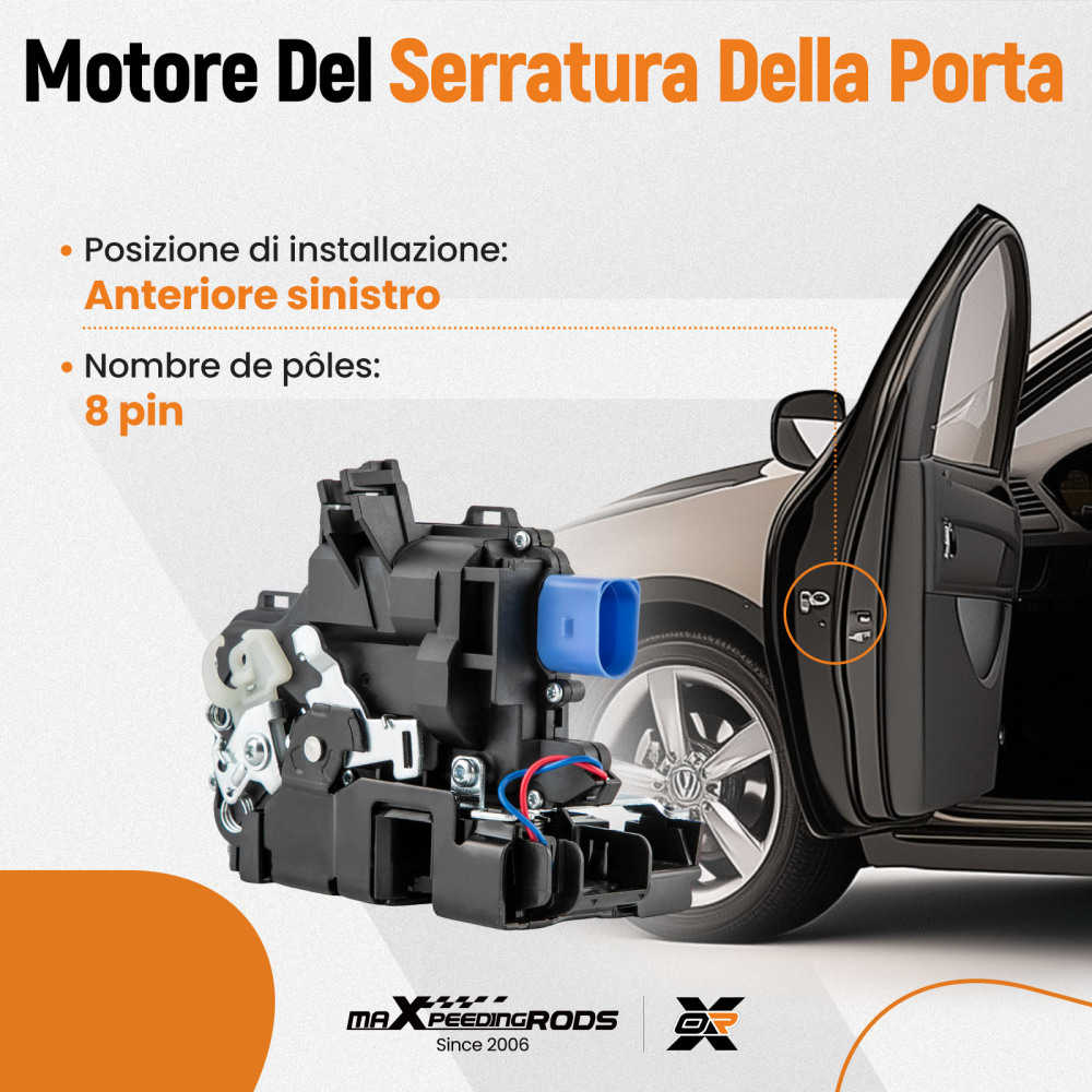 Serratura Porta Anteriore Sinistra compatibile per VW Polo 9N,Compatibile per Skoda Fabia 6Y compatibile per Seat Cordoba 6I