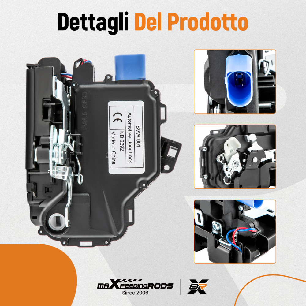 Serratura Porta Anteriore Sinistra compatibile per VW Polo 9N,Compatibile per Skoda Fabia 6Y compatibile per Seat Cordoba 6I