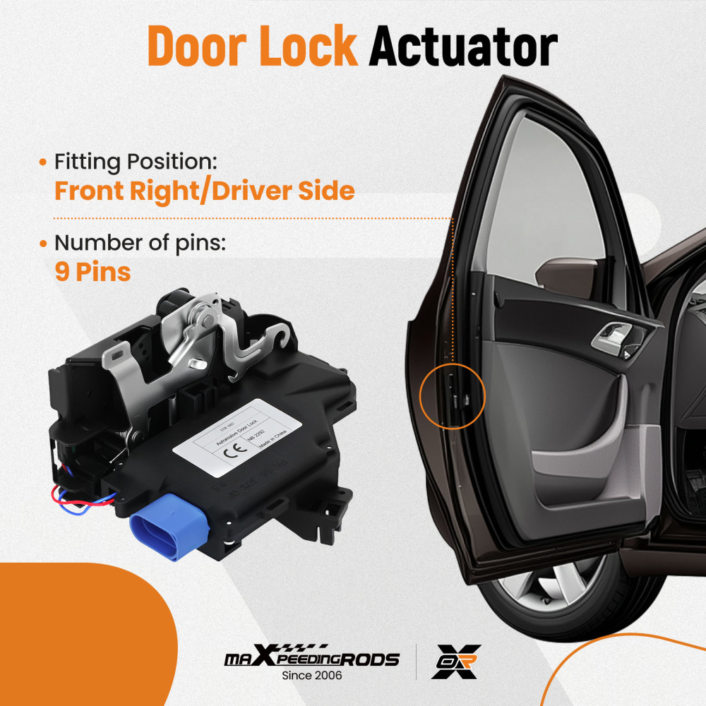 Door Lock Control Mechanism compatible for VW Golf Mk5 2003-2009 Front Right /Driver Side 