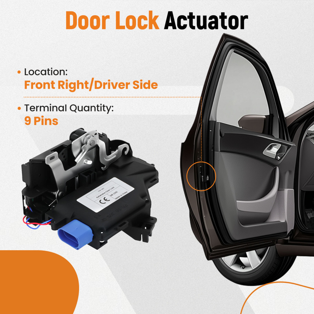 Door Lock Control Mechanism compatible for VW Golf Mk5 2003-2009 Front Right /Driver Side 