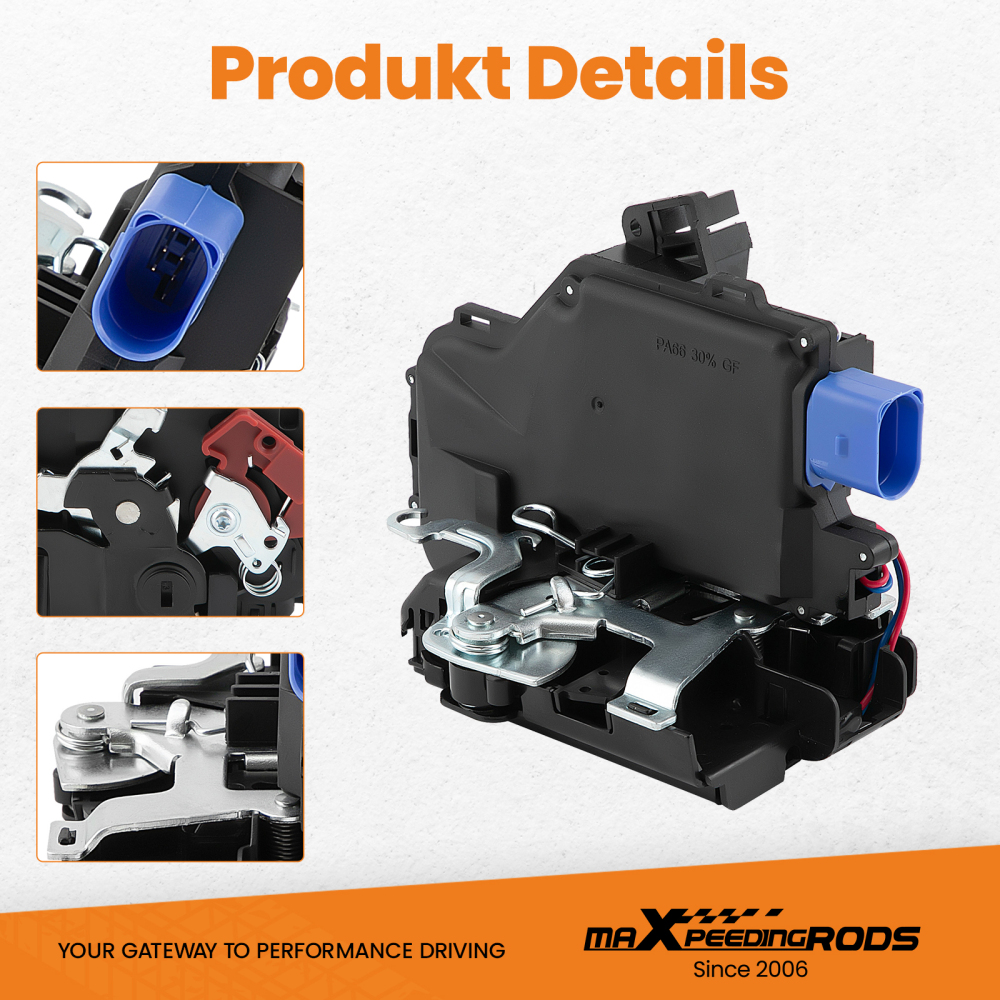 Rear Right /Rear Driver Side Door Lock Mechanism compatible for VW Golf Mk5 03-09 7L0839016