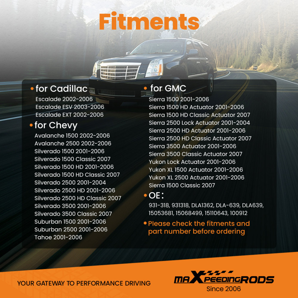 Door Lock Actuator compatible for Cadillac Escalade 02-2006 Front Left Driver Side 931-318