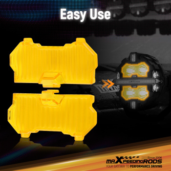 3.5 Round LED Light Covers For Maxpeedingrods Driving Light Pods Amber Stripe