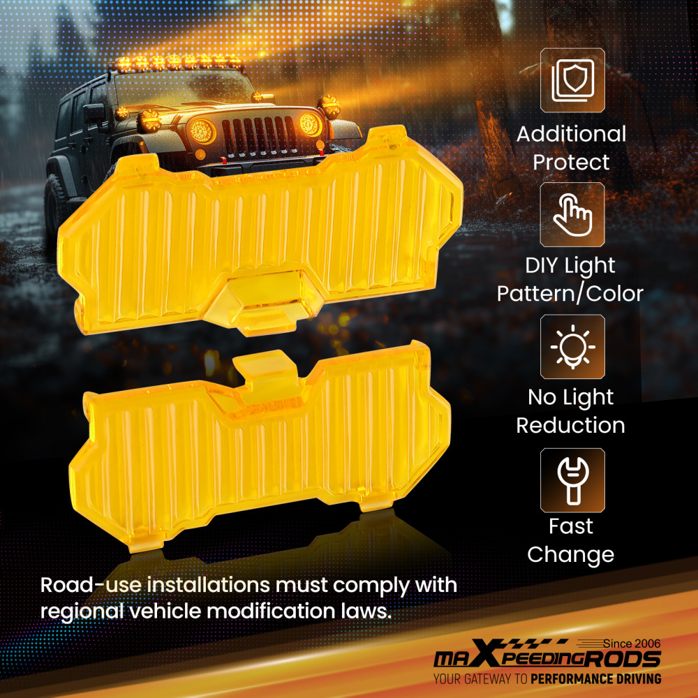 3.5 Round LED Light Covers For Maxpeedingrods Driving Light Pods Amber Stripe