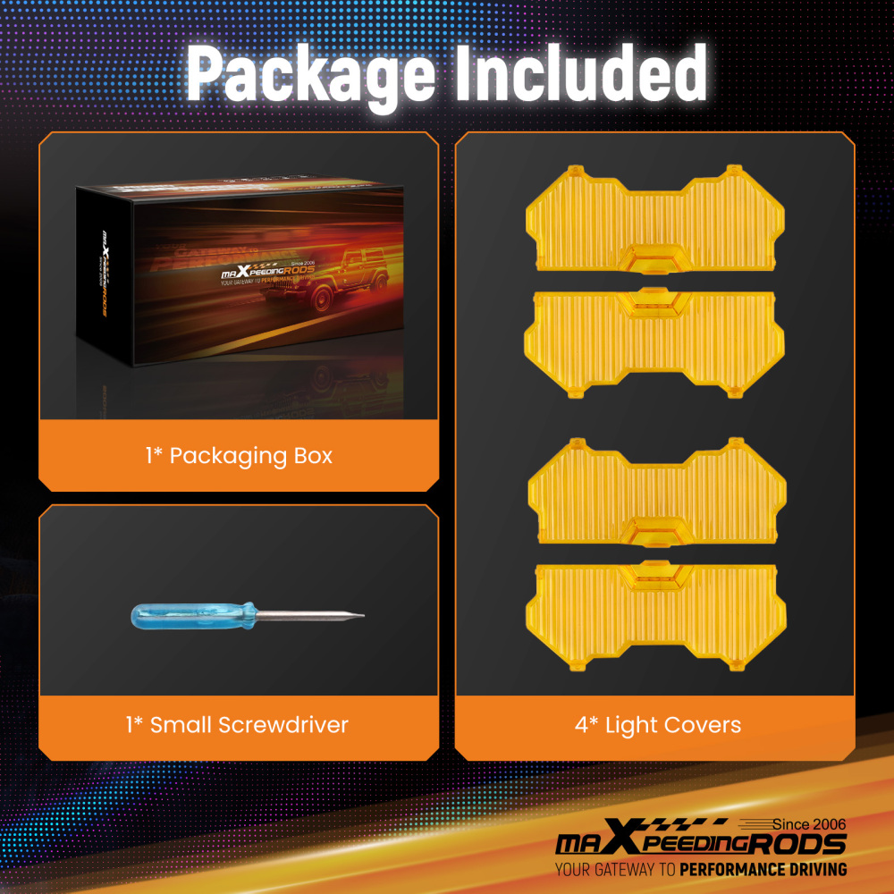 3.5 Round LED Light Covers For Maxpeedingrods Driving Light Pods Amber Stripe