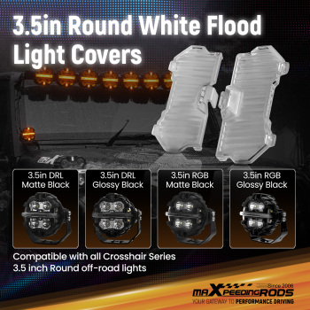 Round LED Light Shield For maXpeedingrods 3.5 Auxiliary Driving Lights Clear