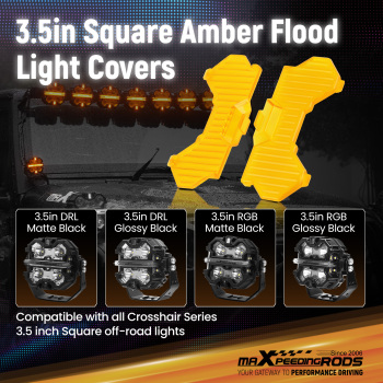 LED Pod Light Shield Cover For maXpeedingrods 3.5 Square Driving Lights Amber