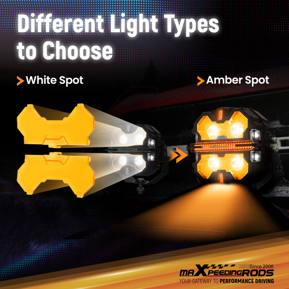 Amber Light Cover for maXpeedingrods 3.5 Square LED Driving Lights Waterproof