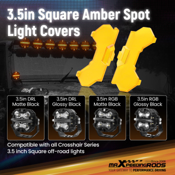 Amber Light Cover for maXpeedingrods 3.5 Square LED Driving Lights Waterproof