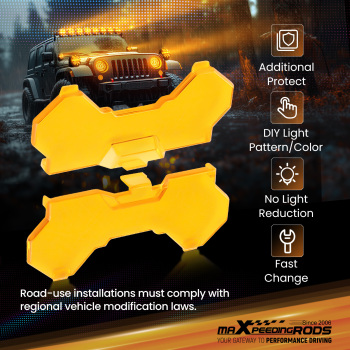 Amber Light Cover for maXpeedingrods 3.5 Square LED Driving Lights Waterproof