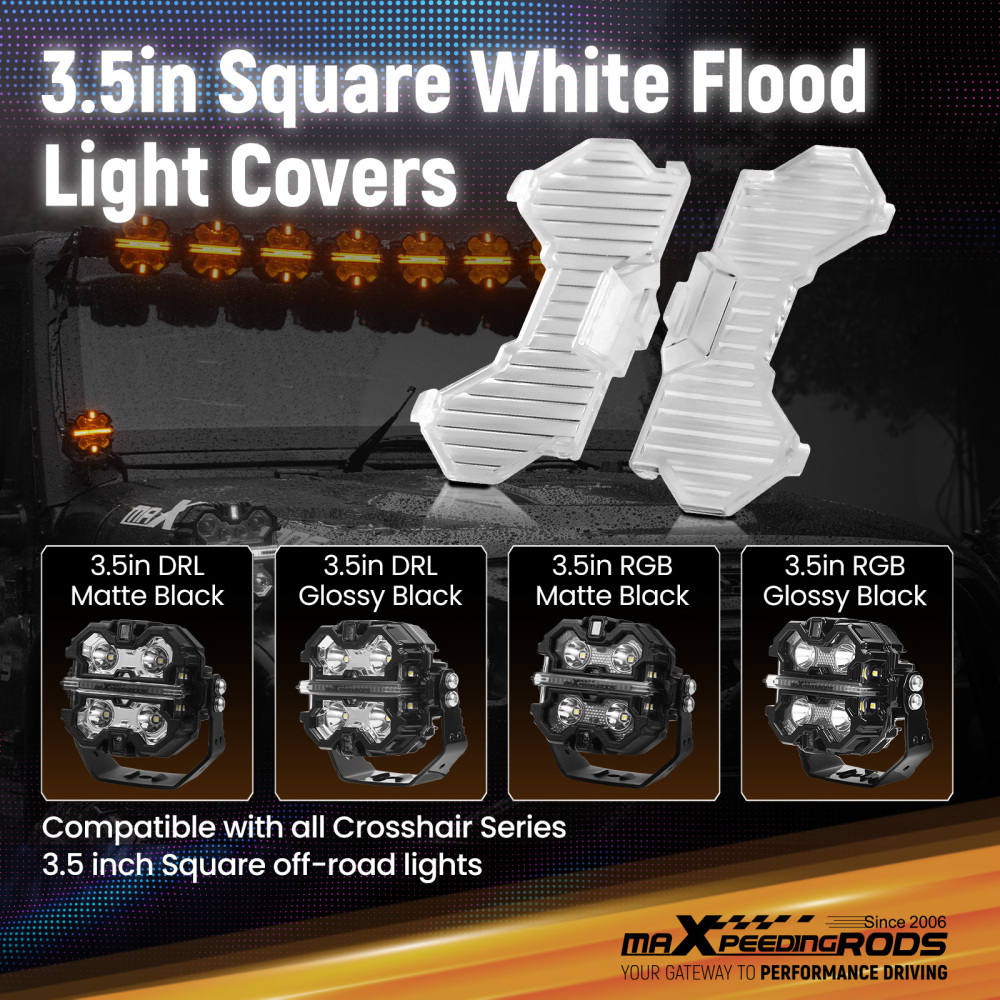 Light Cover for maXpeedingrods 3.5 Square LED Driving Lights Transparent PC