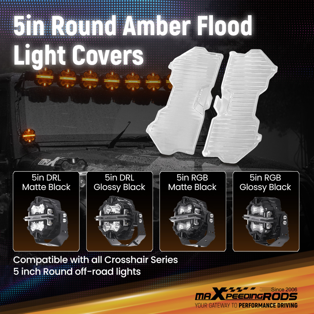 LED Light Pod Guards For maXpeedingrods 5inch Round Driving Lights Clear PC 4PCS