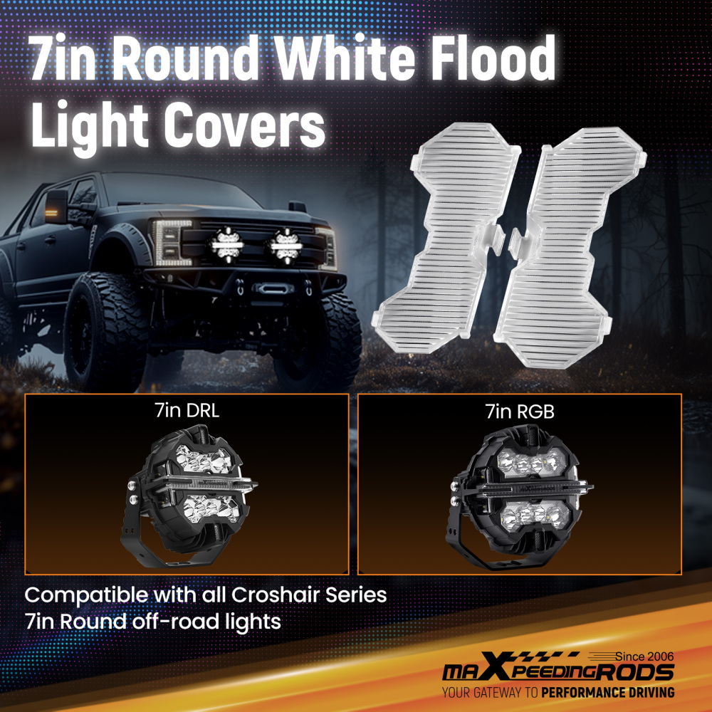 4Pcs 7inch Round LED Transparent Light Cover For Maxpeedingrods Driving Light