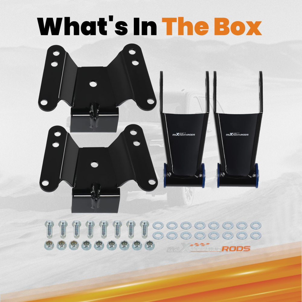 Lowering Drop Kit Rear 4 Hanger Shackle compatible for Chevy C10 1973-80 81-87 2WD