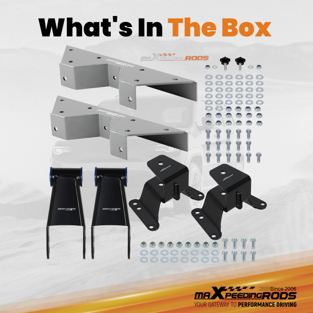 4 lowering shackles and hangers with C-notch compatible for GMC C1500 1973-1986 1987