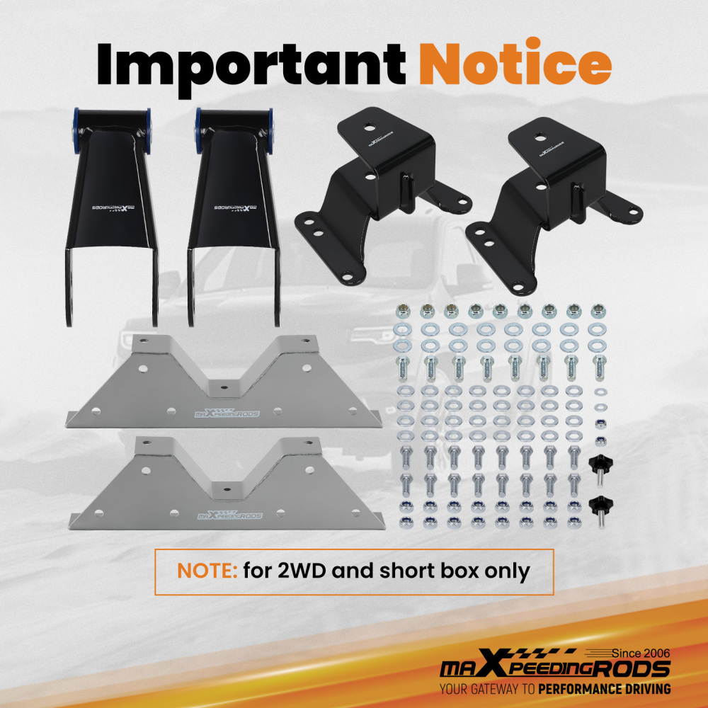 4 lowering shackles and hangers with C-notch compatible for GMC C1500 1973-1986 1987