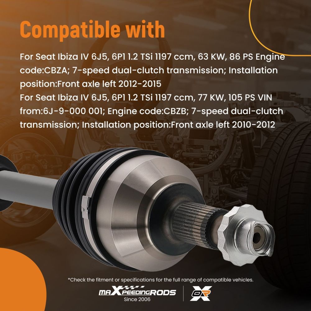 Albero CV Anteriore compatibile per Seat Ibiza IV ST 6P8 1.2 TSI 2012-2015 6C0407271AC
