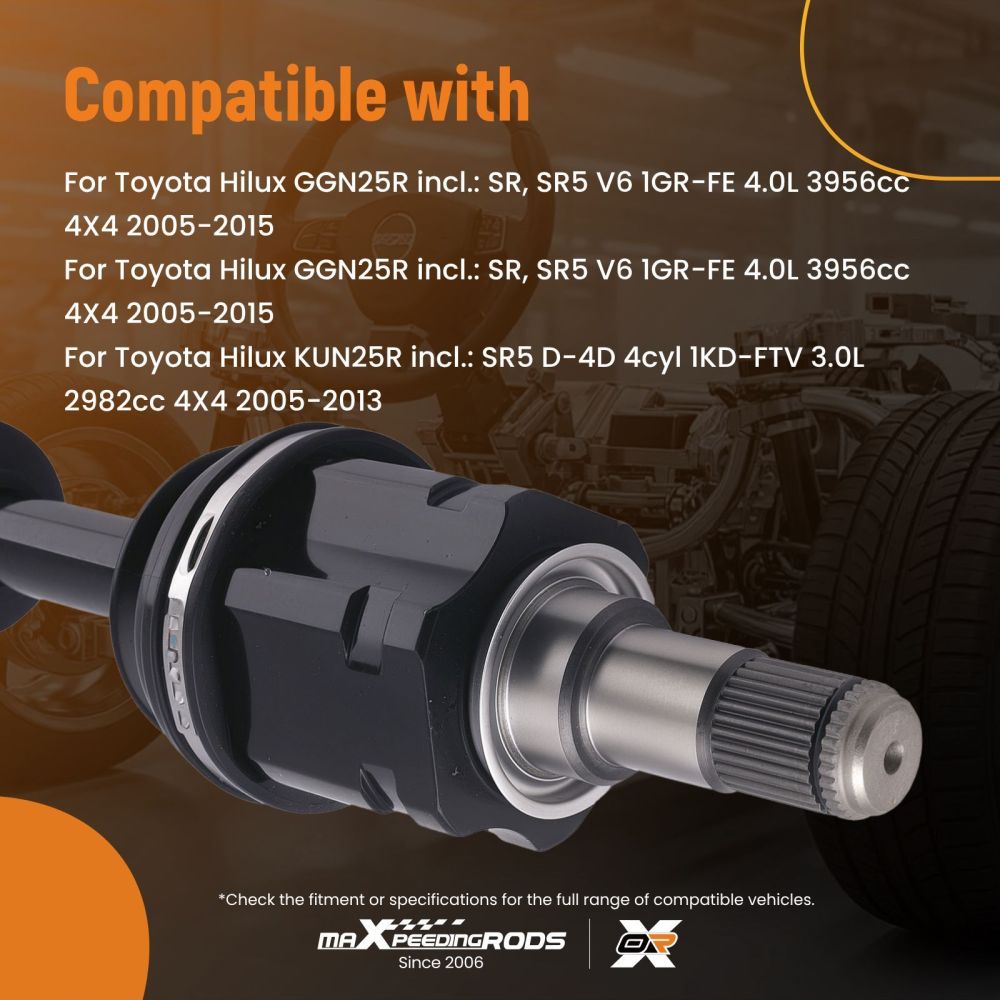 1x Front L/R CV Joint Axle Shaft for Hilux 4x4 05~15 GGN25 KUN25 KUN26 TGN26 SR5