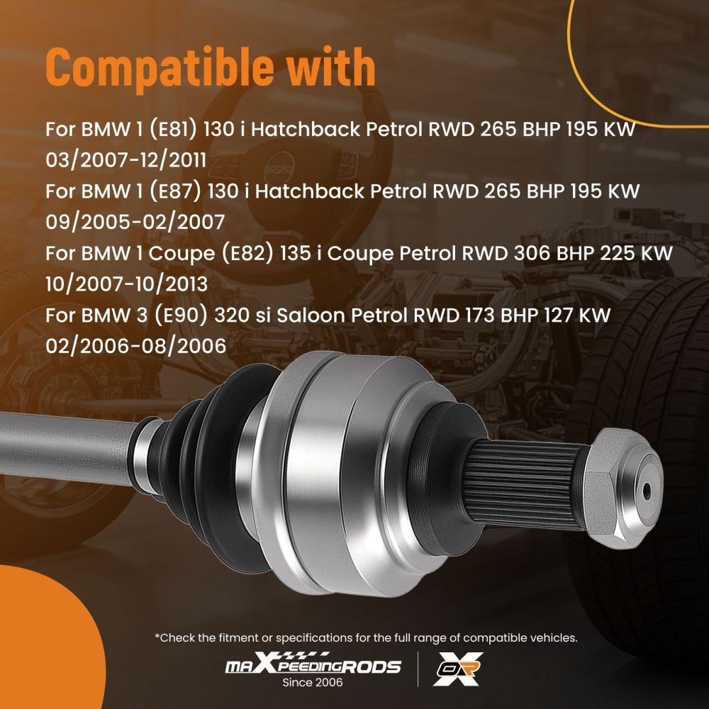 Arbre de Transmission CV Arrière Droit compatible pour BMW X1 E84 2009-2015 33207561796