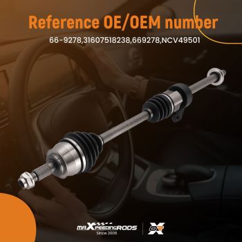 Drive Shaft Front Offside compatible for Mini One Cooper 2001-07/2004 - Manual