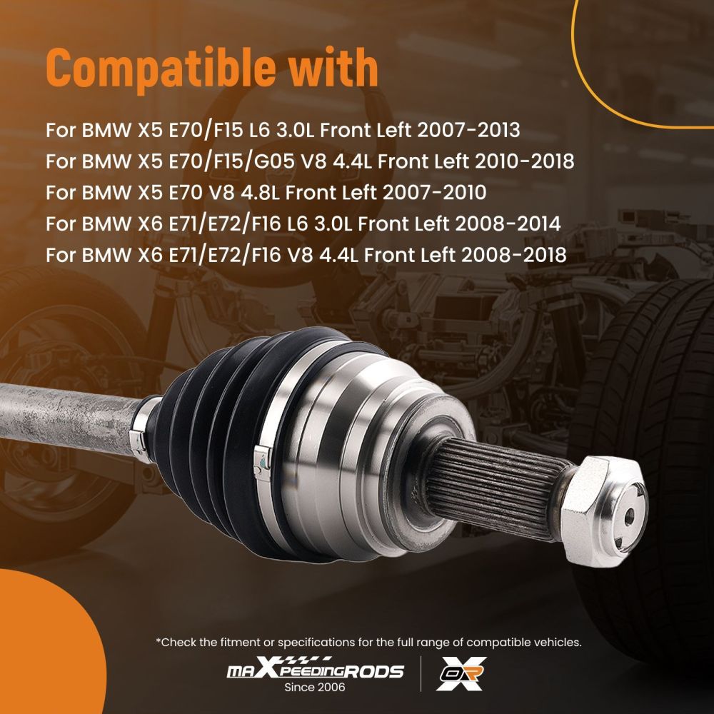 Assemblaggio Semiasse CV Anteriore Sinistro compatibile per BMW X5 E70 3.0L 2007-13 66-9318