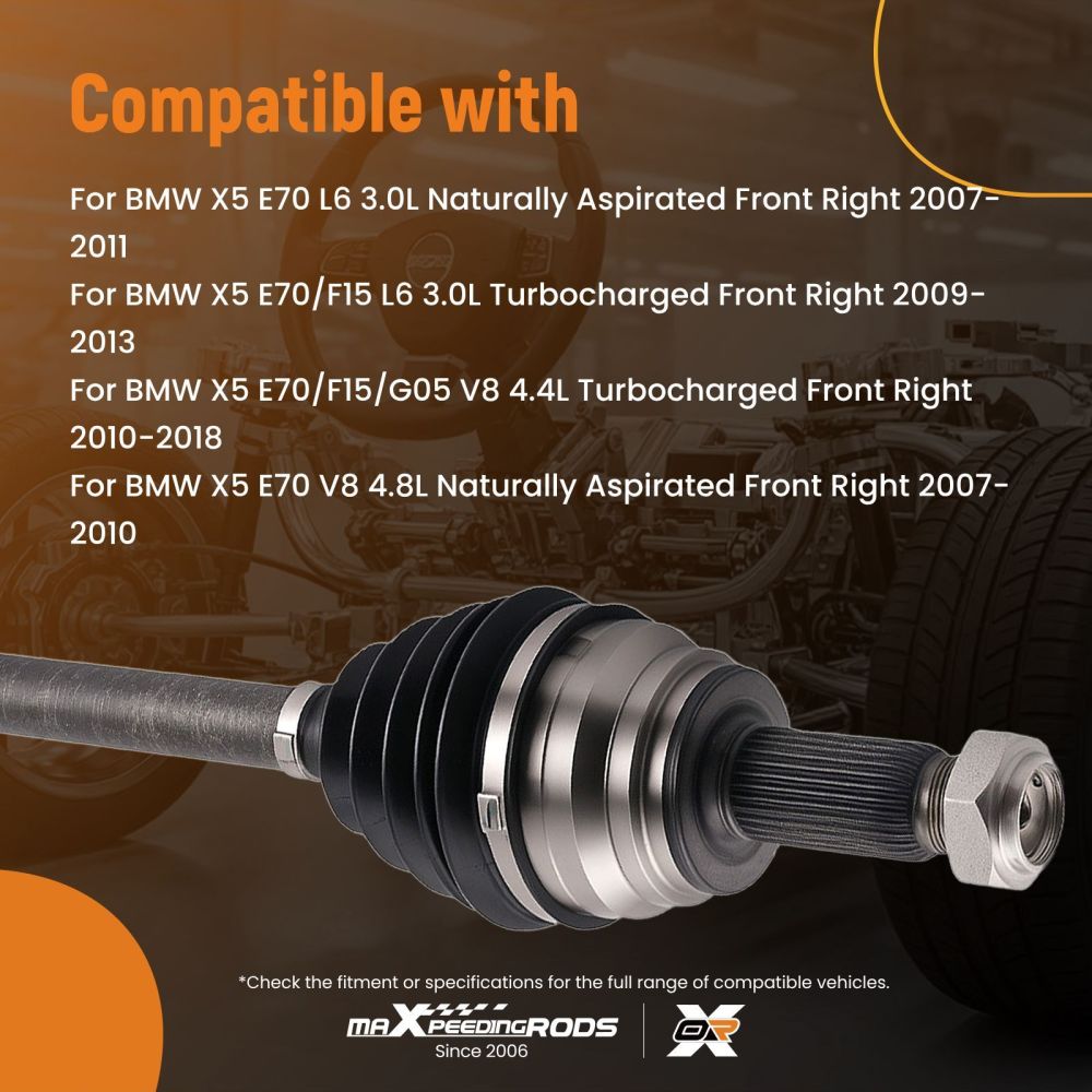 Albero CV Anteriore Destro compatibile per BMW X6 E71/F16 4.4L 2008-2018 31608631750