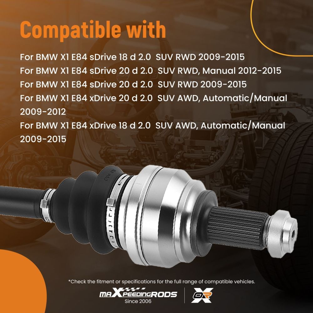 Albero CV compatibile per BMW X1 E84 sDrive xDrive 18d 20d 2.0 SUV 2009-15 18341470