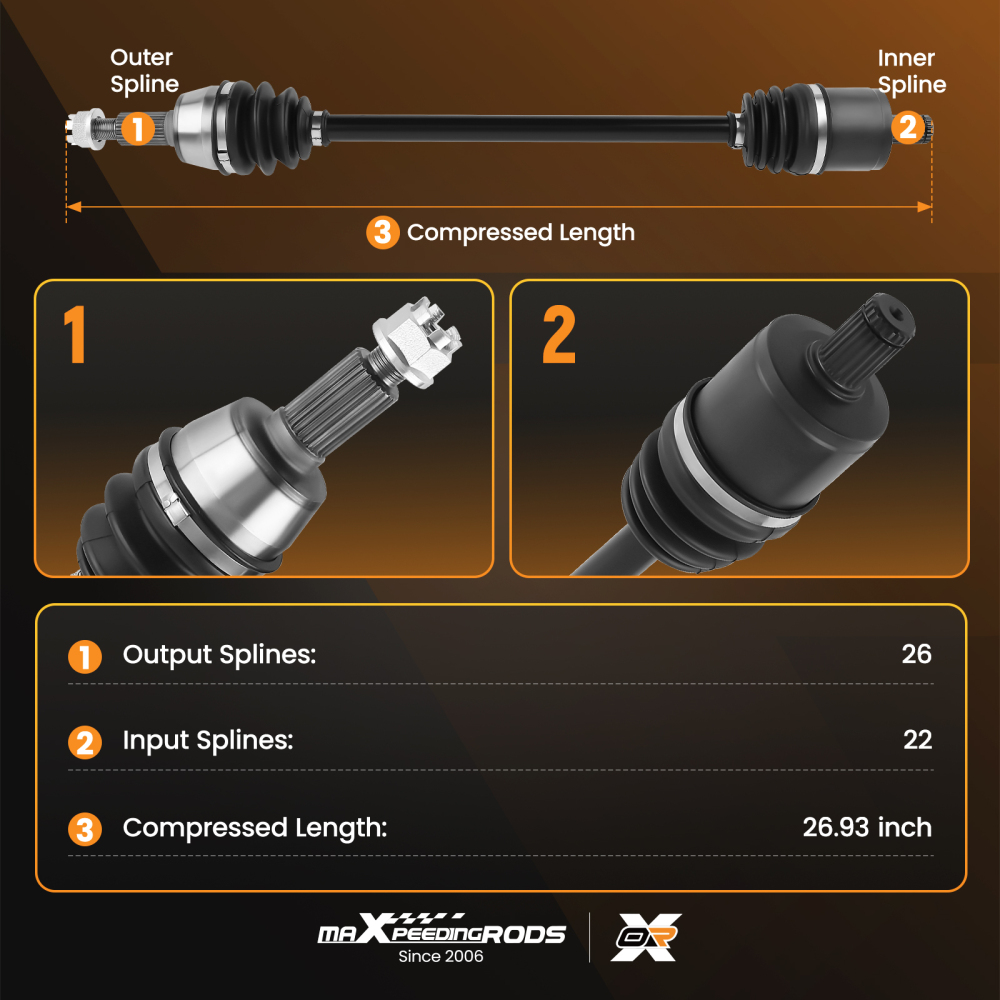 Front Right And Left CV Joint Axle compatible for Polaris Ranger XP 900 2013-2019