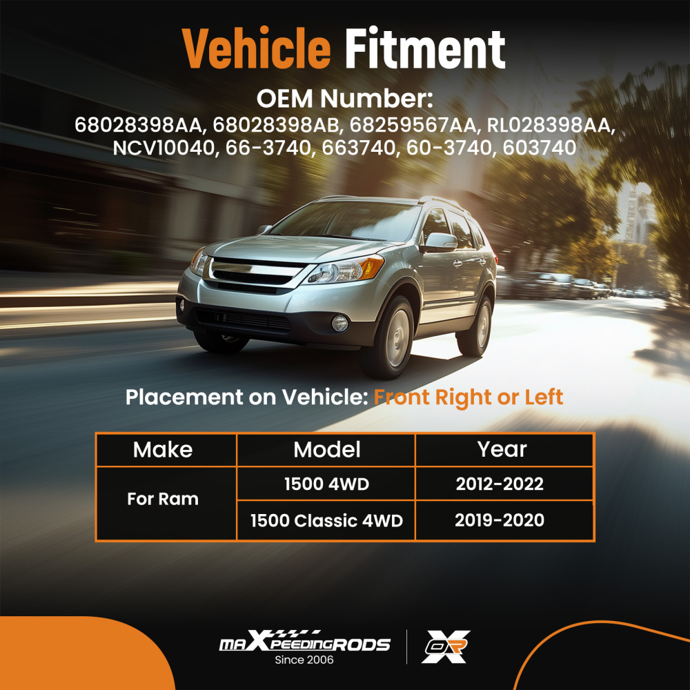 Front Left Right CV Axle Shaft 4WD compatible for Ram 1500 2012-2022 Classic RL028398AA