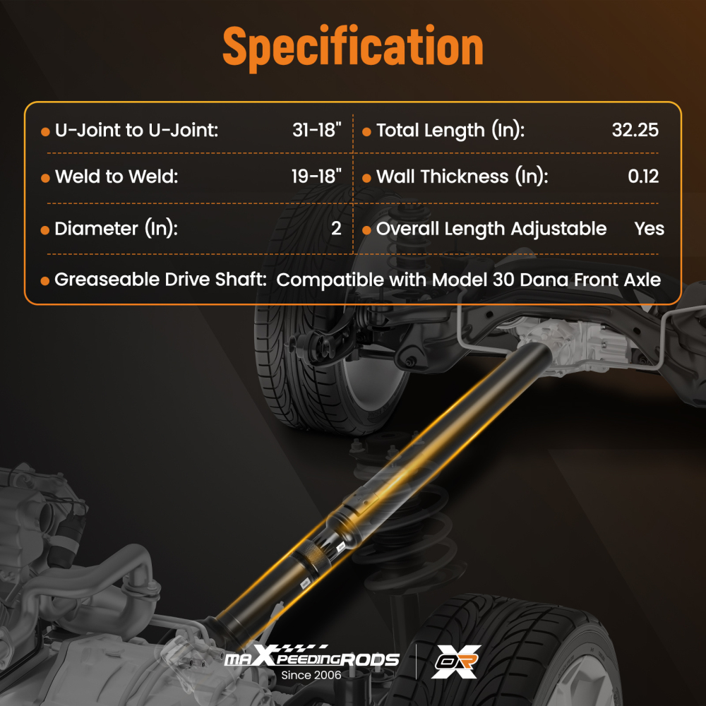 Front Driveshaft Prop Shaft Assembly compatible for Jeep Cherokee 4.0L 4WD Auto 1987-2001