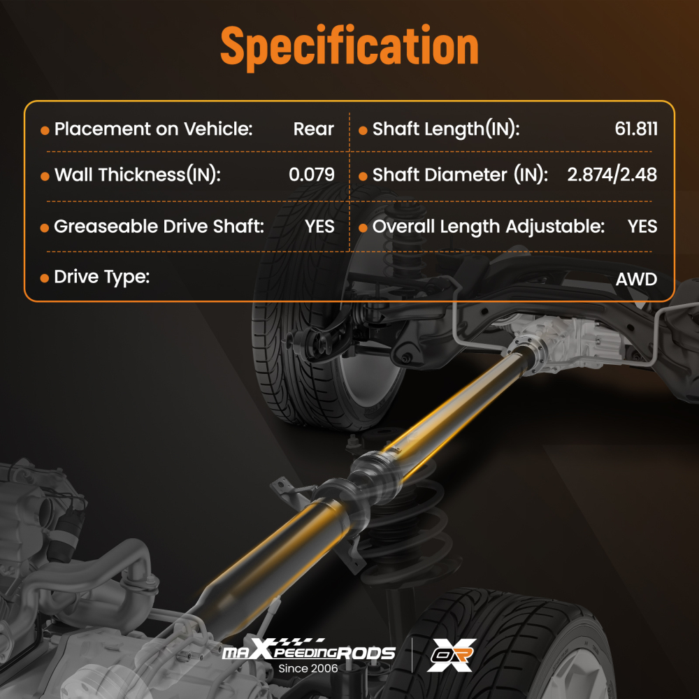 1x Rear Drive Shaft Prop Shaft Assembly compatible for Chrysler 300 compatible for Dodge Charger 15-19 AWD