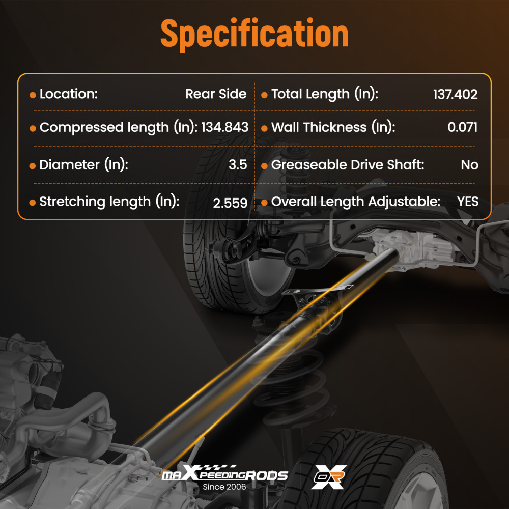Rear Propshaft Assembly compatible for Mercedes-Benz Sprinter 2500 Sprinter 3500 2010-2018