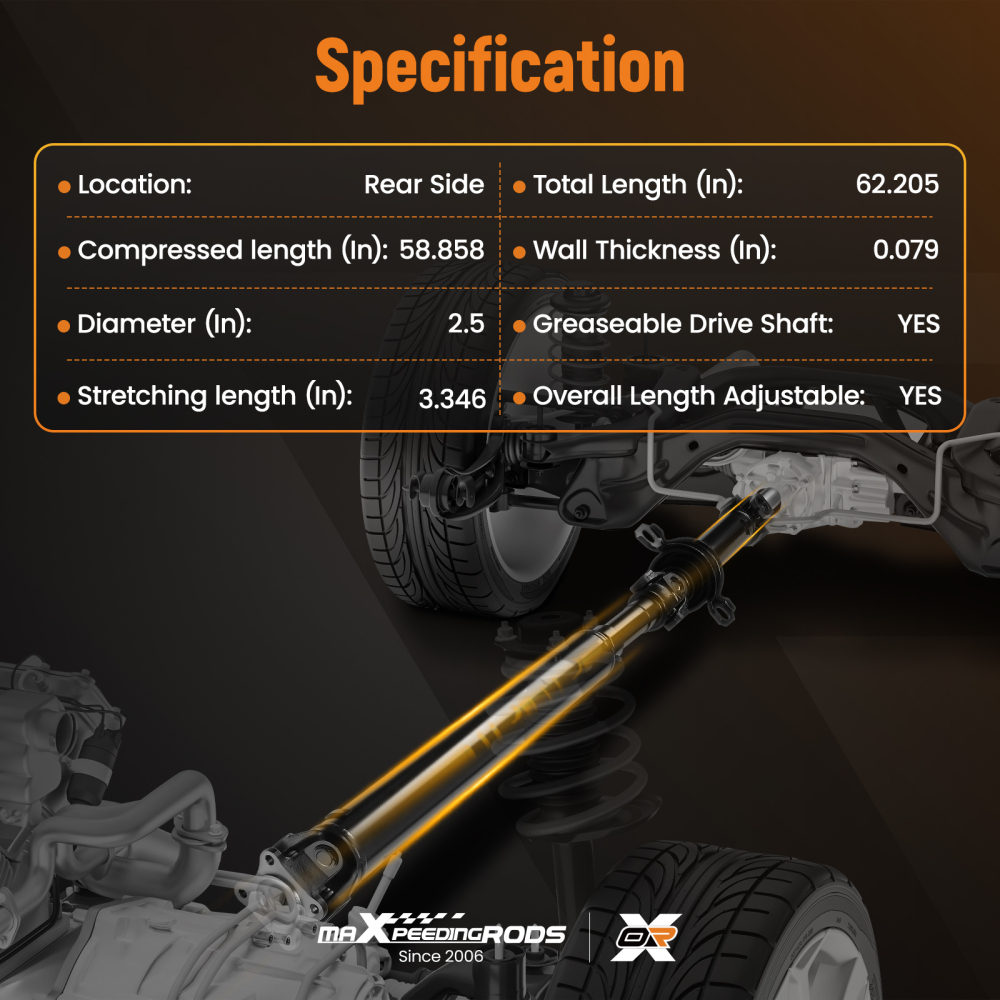 Rear Driveshaft Cardan Shaft Assembly compatible for Kia Sorento 2003-2006 Auto Trans RWD