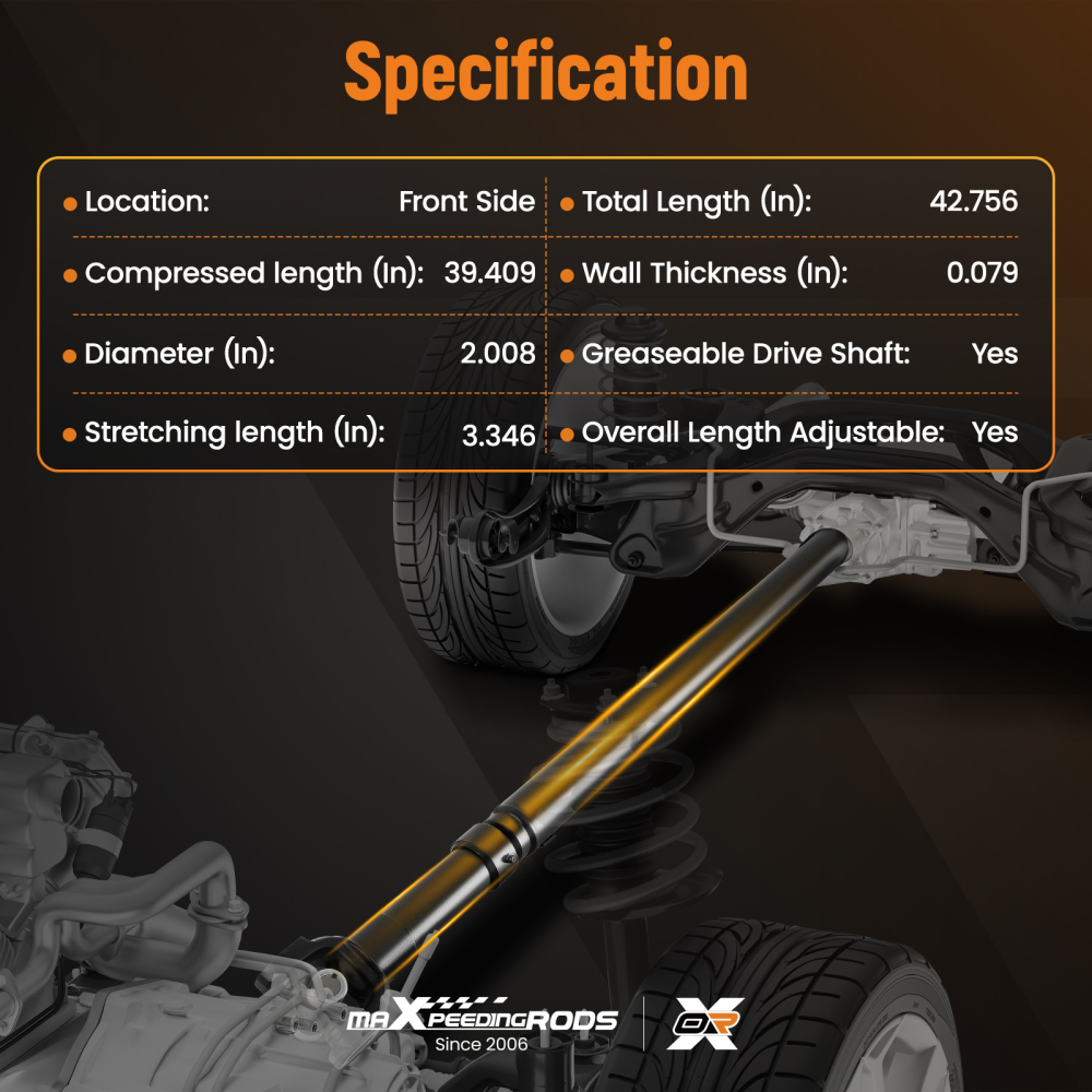 Front DriveShaft Prop Shaft Assembly compatible for Jeep TJ Wrangler L6 4.0L 4WD 2003-2006