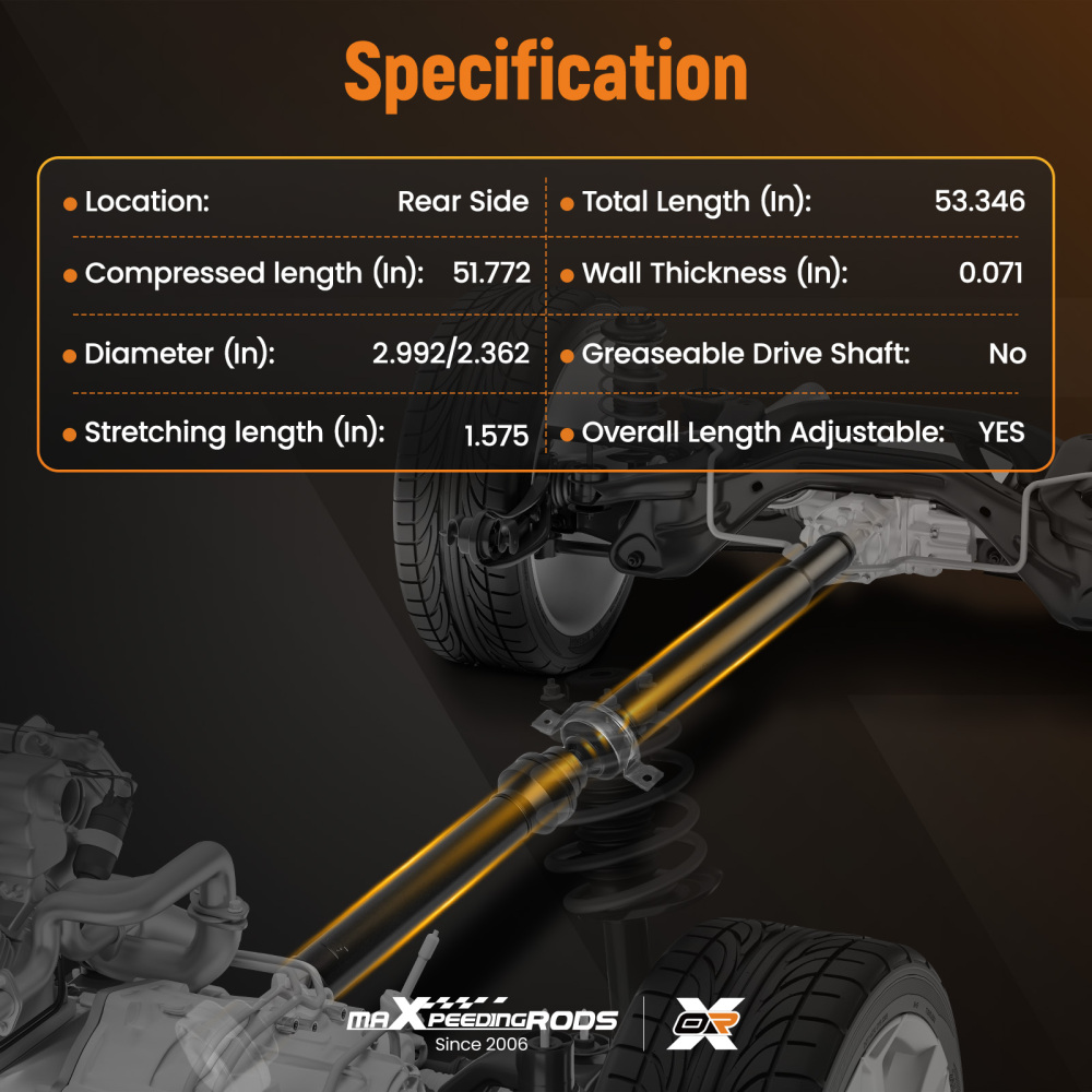 Rear 2-Piece Steel Driveshaft Assembly compatible for Jeep Grand Cherokee 2011-2013 976-696