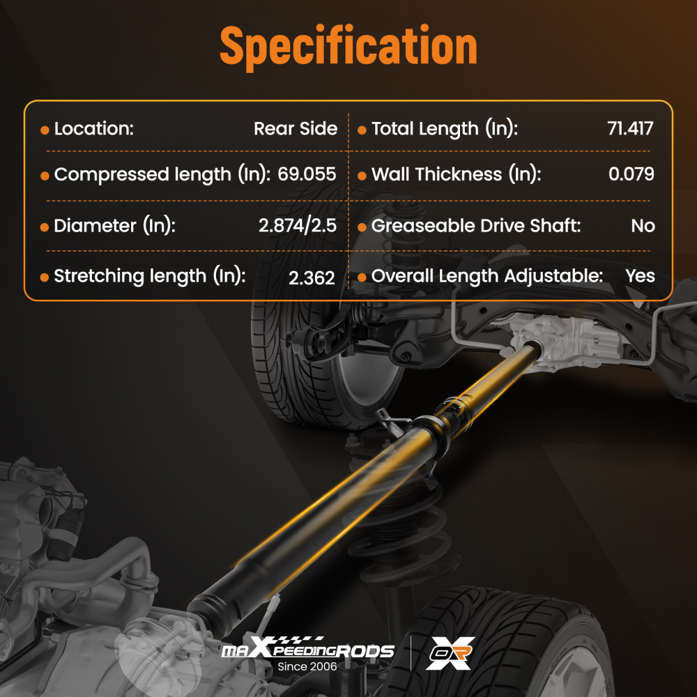 Prop Shaft Driveshaft compatible for Dodge Challenge V6 3.6L RWD Automatic Trans 2015-2019