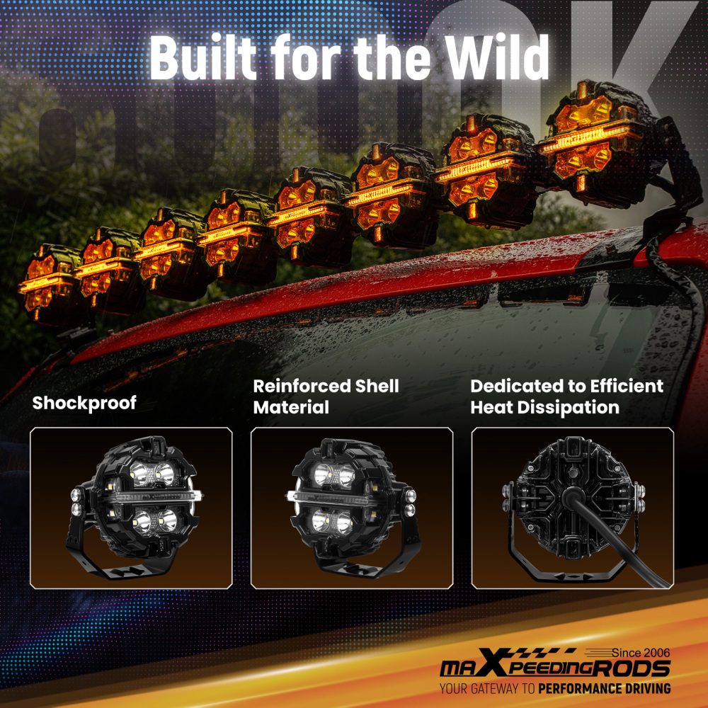 LED Pod Light Kit For UTV ATV 3.5 Round 160W Spot RGB DRL IP68 compatibile per White 6000K 12V