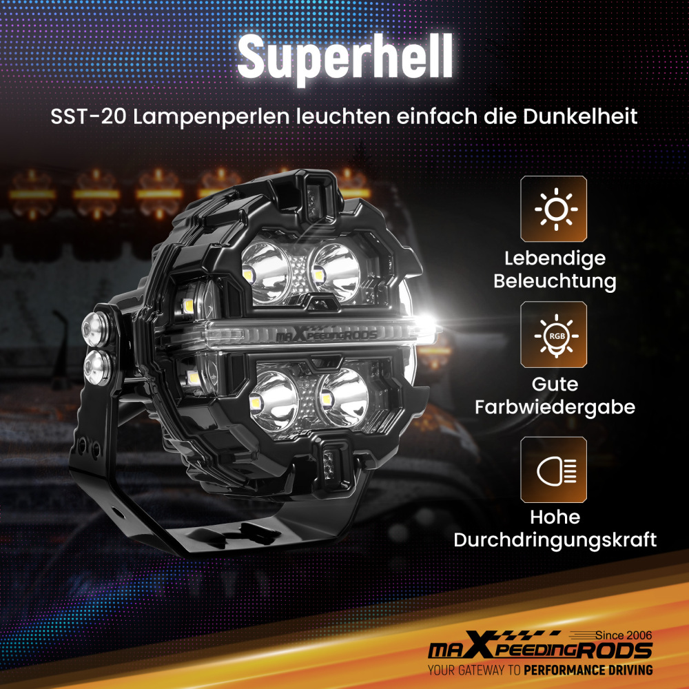 LED Pod Light Kit For UTV ATV 3.5 Round 160W Spot RGB DRL IP68 compatibile per White 6000K 12V